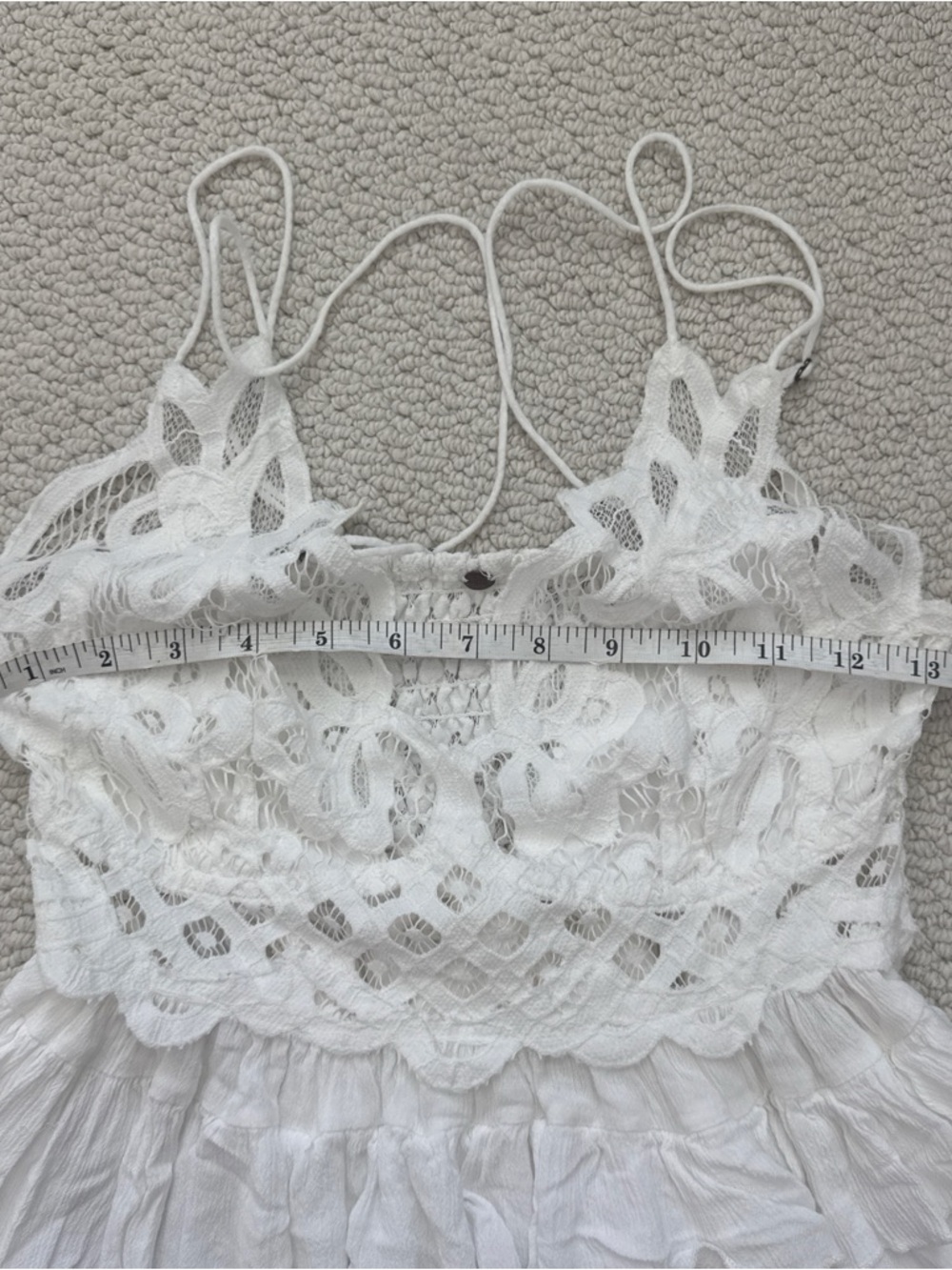 Free People White Crochet Lace Ruffled Cami - Picture 6 of 9